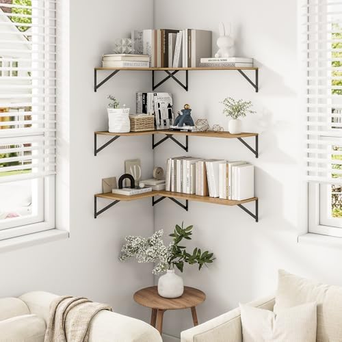 Heimlove 24W x 12D Deep Floating Shelves Set of 3 Oak - Image 2