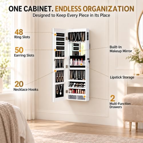 LED Mirror Jewelry Cabinet, Full Length Mirror - Image 6