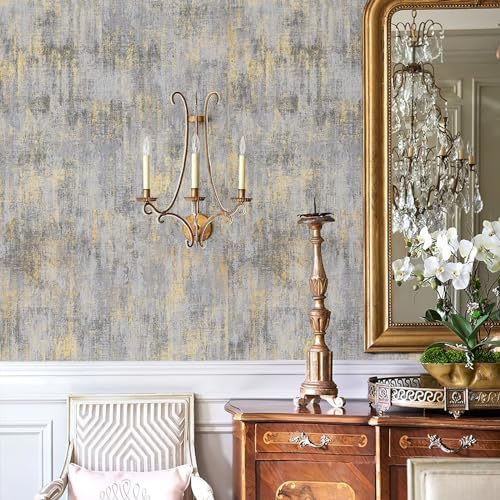 Zeeko Non-Pasted Vintage Textured Wallpaper Distressed Metallic 17.3"x 472" - Image 4