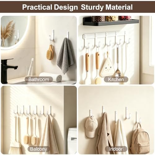 10 Pack Large White Metal Wall Hooks - Image 4