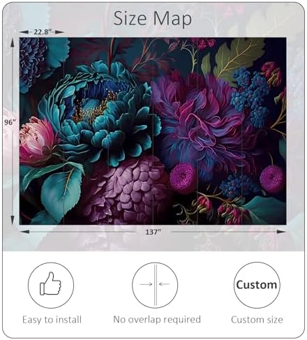 Bormia Dark Purple Floral Peel and Stick Wallpaper Peony Flower Wall Murals - Image 4