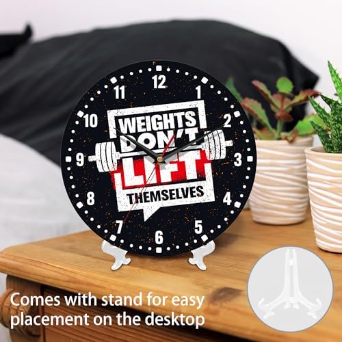 SPUNKER Wall Clock, Weights Don't Lift Themselves 10 Inch Wall Clock, Gym Quote - Image 3