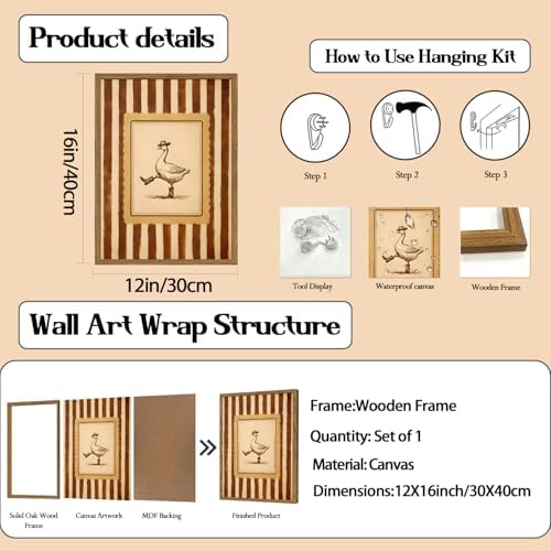 Funny Cowboy Goose Wall Art Silly Western Dancing Goose Wall Decor Painting - Image 3