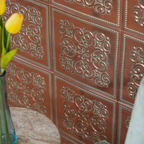 Peel and Stick Metal Backsplash Tiles, Patina Copper - Image 4