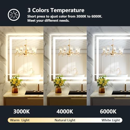 40x30 LED Bathroom Mirror with Lights, Lighted Vanity Mirror - Image 4