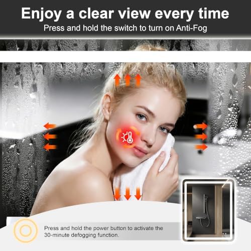 LED Bathroom Mirror with Lights, 30 x 36 Lighted Vanity Wall Mirror - Image 2