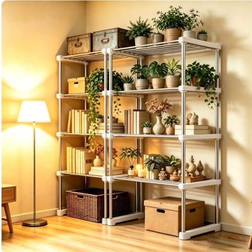 BLULEE Expandable Standing Shelf Unit, Adjustable Storage Rack White - Image 3