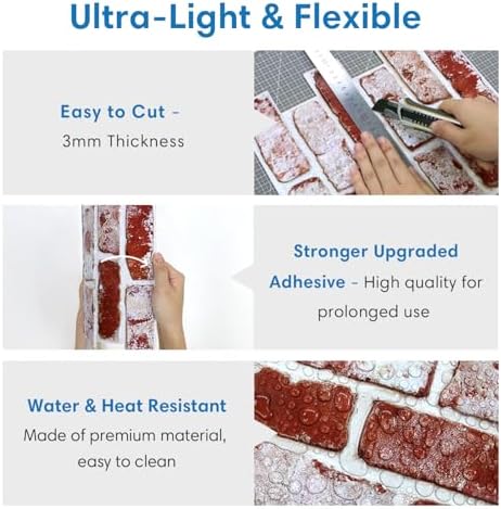 COMSTICKC 3D Faux Brick Wall Panels Peel and Stick - Image 5