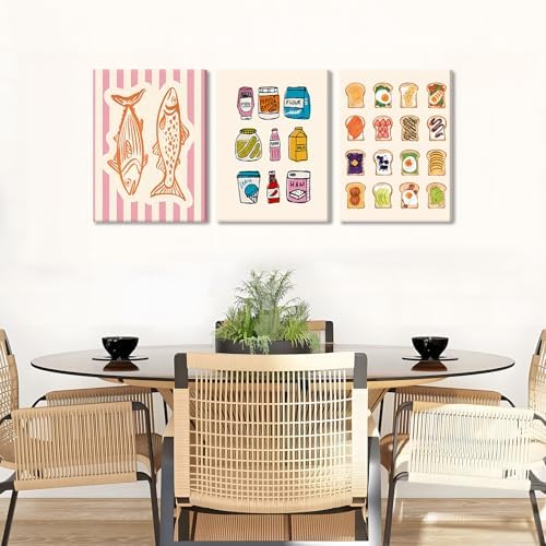Cute Funny Kitchen Wall Art Set of 3, Fashion Breakfast Food Avocado Toast - Image 4