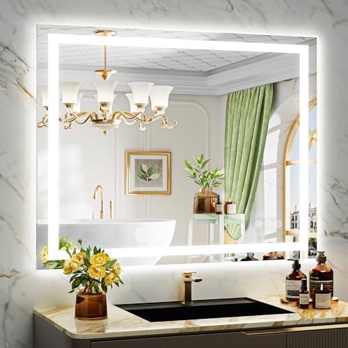 44x36 LED Bathroom Mirror with Lights, Lighted Vanity Mirror by YEELAIT