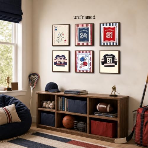 SHRNGCK Preppy Hockey Posters Set of 6 Teen Boys Sports Jersey Wall Art Vintage - Image 4