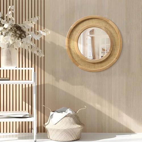 JJUUYOU Wooden Mirror Circle Mirrors - Image 3
