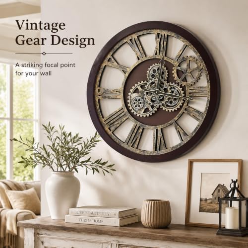 The B-Style Large Wall Clock, 24 inch, Cherry Red and Bronze - Image 4