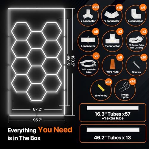Hexagon Garage Lights: 578W 12 Grids Hexagon Led Lights 63690LM - Image 6