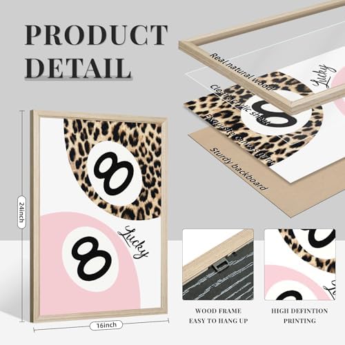 Trendy Leopard Wall Art Cheetah Print Canvas Wall Decor 8 Ball Poster Preppy - Image 2