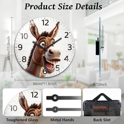peacoblue Funny Donkey Wall Clocks Battery Operated - Image 2