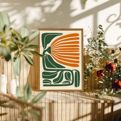 Framed Boho Floral Wall Art, Mid Century Modern Flower Canvas Wall Decor - Image 2