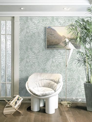 Safiyya Leaf Peel and Stick Wallpaper Sage Green and White Contact Paper Peel - Image 5