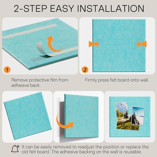 MaxGear Felt Bulletin Board 36" x 24", Aqua Blue Felt Wall Tiles Push Pins - Image 4