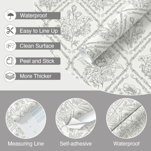 Toduso Peel and Stick Wallpaper Vintage Wall Paper Black and Cream White - Image 5