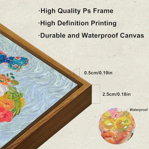 KBKBART Gold Framed Van Gogh Wall Art, Vintage Abstract Wheat Field - Image 3