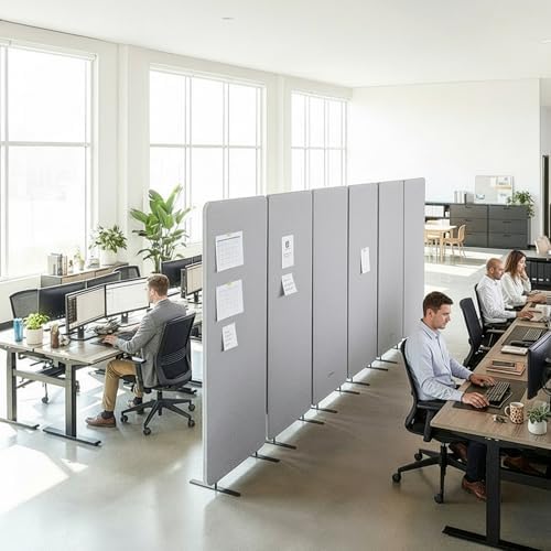 VIVO Freestanding 145 x 66 inch Privacy Panel System, Cubicle Divider, Acoustic - Image 7
