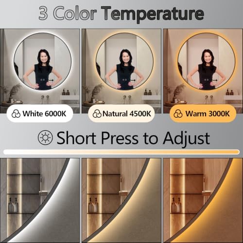 Niccy 30" Round LED Bathroom Backlit Mirror - Image 4