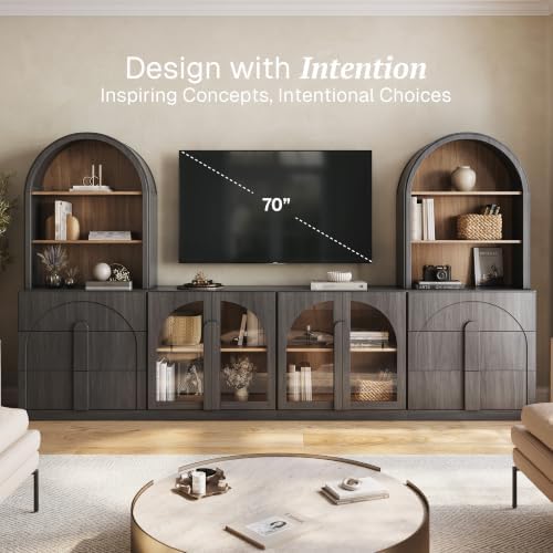 BELLEZE Bijou 126" Wall Unit 6-Piece Modular TV Stand - Image 3