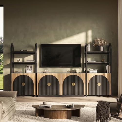 BELLEZE Stacked 133" Wall Unit 3-Piece Modular TV Stand by BELLEZE