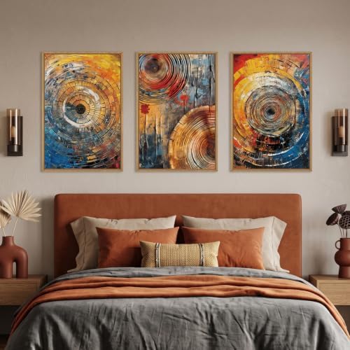 Aryroi Large Colorful Tree Ring Framed Canvas Wall Art Set- 24"x36"x3 - Image 4