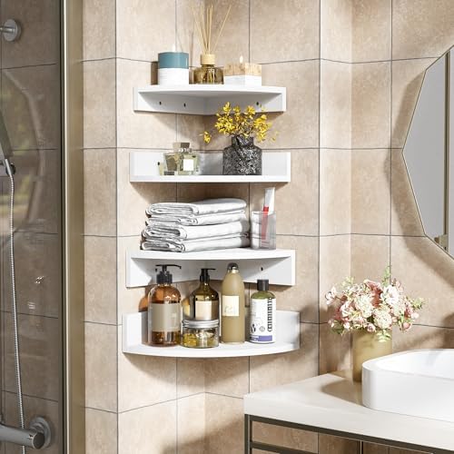 Alsonerbay Wood Corner Floating Shelves Wall Mount 4-Pack - Image 6