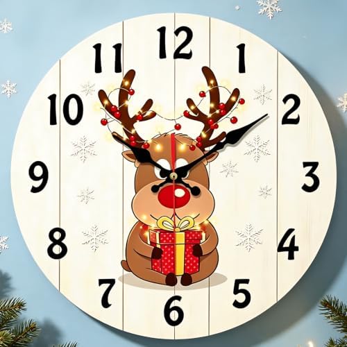 Maxspace 12-inch Christmas Wall Clock, Silent Non-Ticking Decorative Round Clock by Maxspace