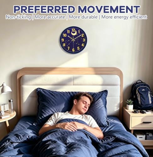 12" Analog Wall Clock, Silent Battery Operated Clock - Image 2