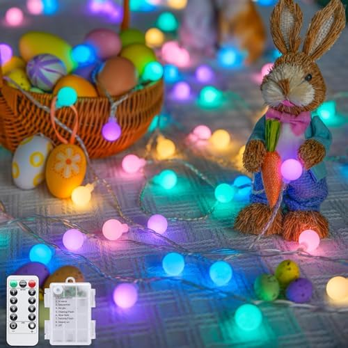 JMEXSUSS 33ft 100 LED Globe Easter Lights Battery Operated by JMEXSUSS