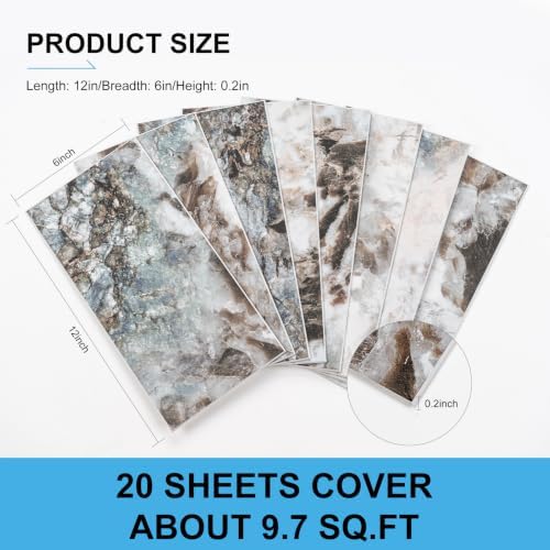 6" x 12" Green Coral Peel and Stick Backsplash Wall Tiles, PVC Faux Stone Stick - Image 4