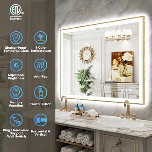 55x30 LED Bathroom Mirror with Lights - Image 2