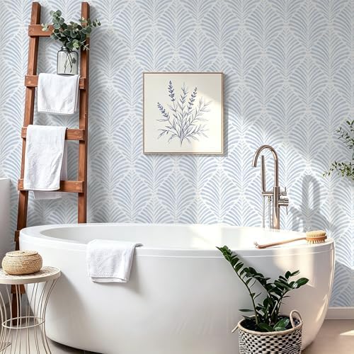 Safiyya Peel and Stick Wallpaper Boho Contact Paper 17.3"x393" Blue Geometric - Image 3