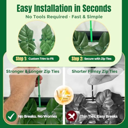 KASZOO Artificial Ivy Privacy Fence Screen, 100x40 in, 10 Pack, Plastic & - Image 5