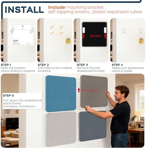 BUBOS 4-Pack Fabric Acoustic Panels 23.6"x23.6"x1", Decor Soundproof Panel - Image 7