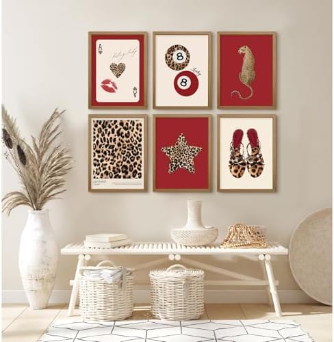 Cheetah Wall Art Red Leopard Canvas Wall Decor Y2k Trendy Coquette Poster - Image 4