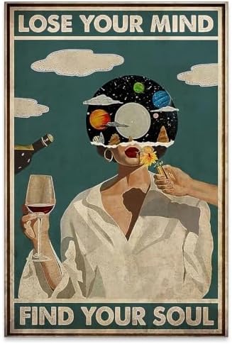 MWZUPQ Lose Your Mind Find Your Soul Posters Maximalist Wall Art Retro Mid by Unknown