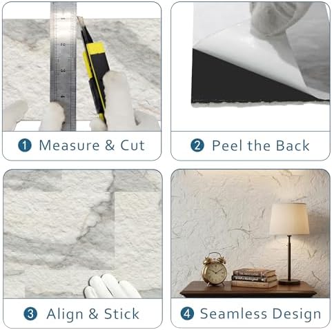 40-Sheet Flexible Stone Peel and Stick Backsplash Tile, Subway Texture - Image 4