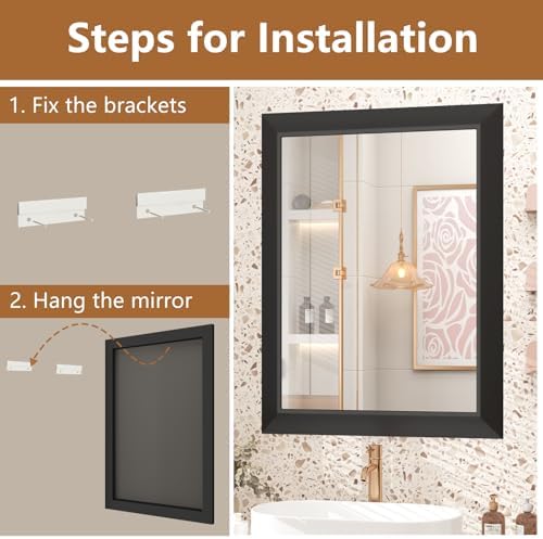 SMIROR 44x30 Matte Black Bathroom Vanity Mirror - Image 5