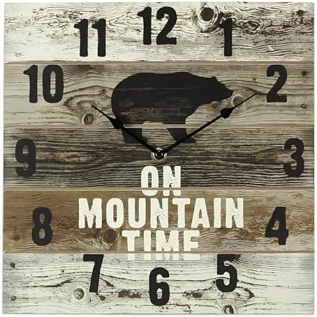Young's Inc Mountain Time Bear Wooden Wall Clock by YoungsInc