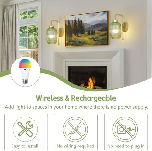 Gold Wireless Sconces Set of 2 - Image 3