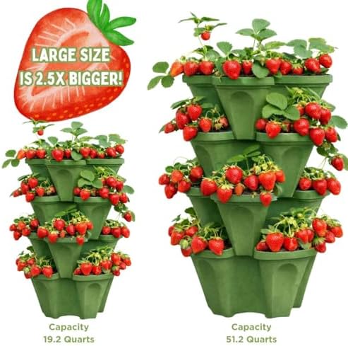 Strawberry Planter Tower, 4 Tier Stackable Vertical Planter, 16 Plant Sites - Image 6
