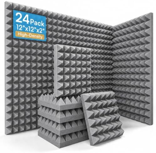 24 Pack Pyramid Acoustic Foam Panels by AUSLET