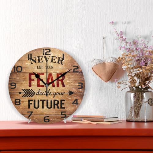 ABLINK Inspirational Quote Round Wall Clock, Silent Non Ticking Oil Painting - Image 2