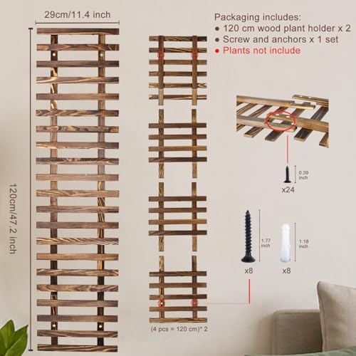 Pack of 2 Vertical Wooden Wall Planter Trellis - Image 3