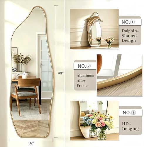 48"x16" Full Length Door Mirror, Dolphin Hanging Mirror - Image 5